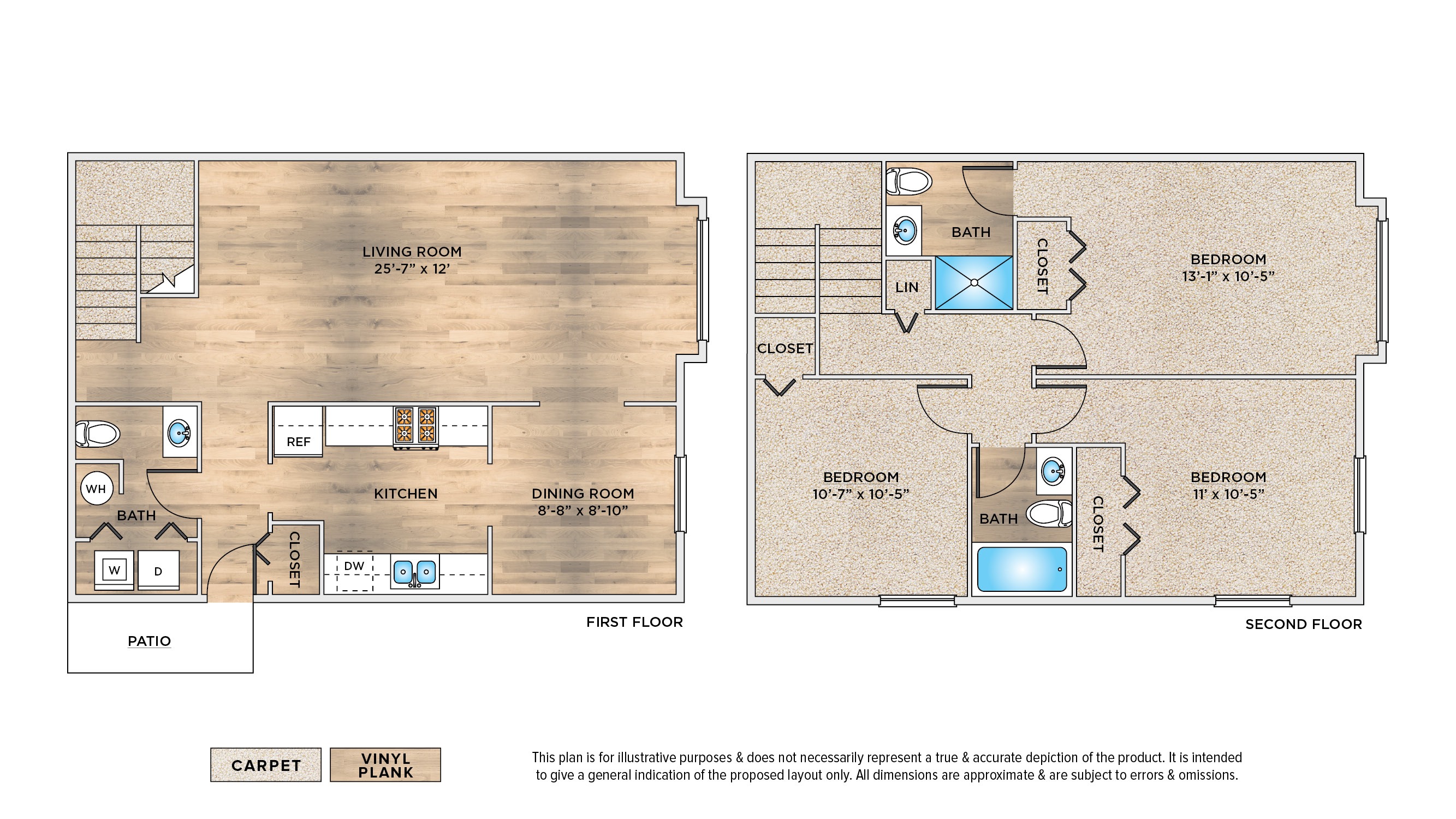 A floor plan of a two-story home with a living room, kitchen, dining room, and two bedrooms.